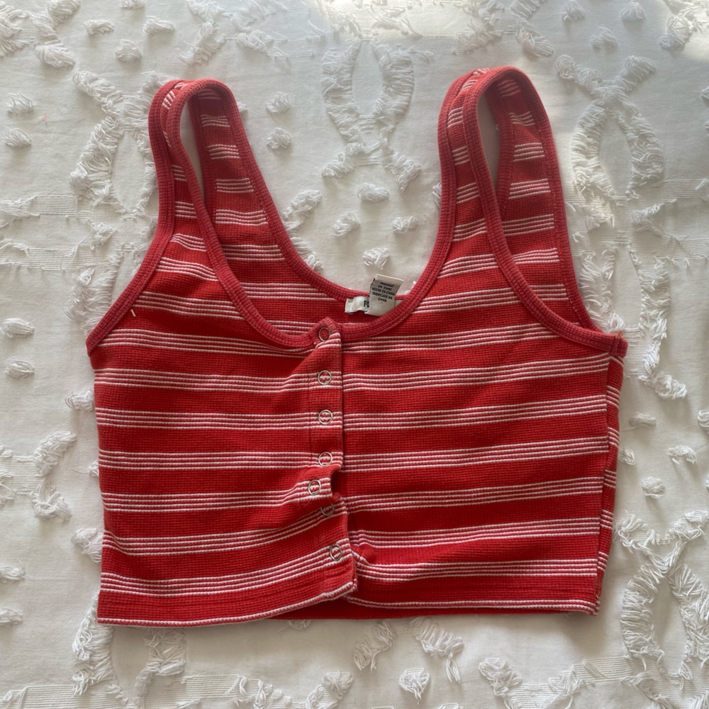 Red Striped Crop Top